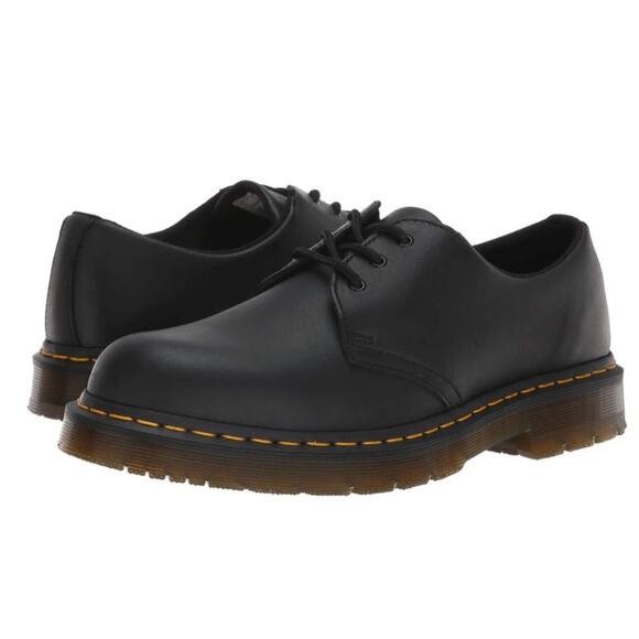 Dr Martens Steel Toe Non-Slip Black Leather Shoes 3 Eye Oxford 1461 SA SR 7 M - Picture 1 of 10